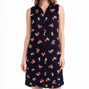 Billabong Black Floral 90s Academia Cottagecore Boho Midi Shirt Dress, Size M